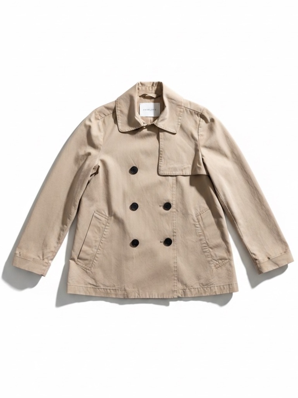 Everlane The Swing Trench Coat Khaki Tan Double Breasted Jacket Small